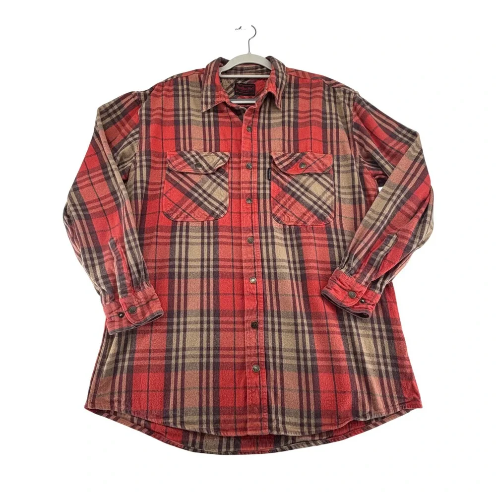 Five Brother Flannel 100% Cotton Snap Shirt Mens XLT Tall Plaid Heavyweight Y2K